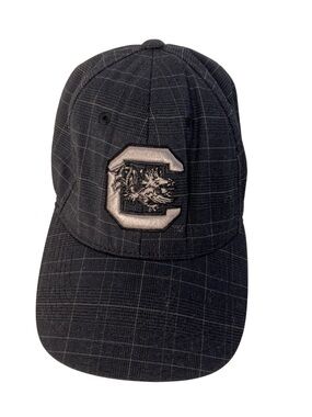 Embroidered 'C' Carolina Gamecocks Plaid Baseball Cap Black Gameday Casual